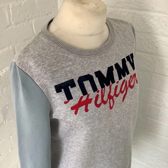 Tommy Hilfiger Spellout Sweatshirt - Size XS - Grey - Cotton - P2P 20 - Picture 2 of 8